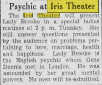 Iris Theatre - May 1938 Psychic Performing
